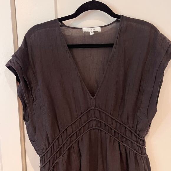 IRO Black Sheer Cap Sleeve Layered Mini Dress Sz 8 - Picture 4 of 14